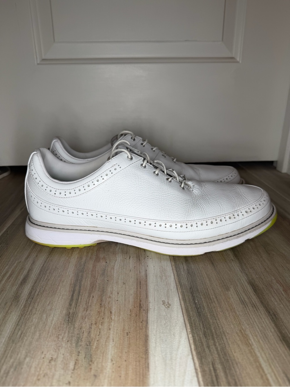 adidas MC80 Spikeless Golf Shoes Cloud White Matte Silver Lucid Lemon Mens sz 15